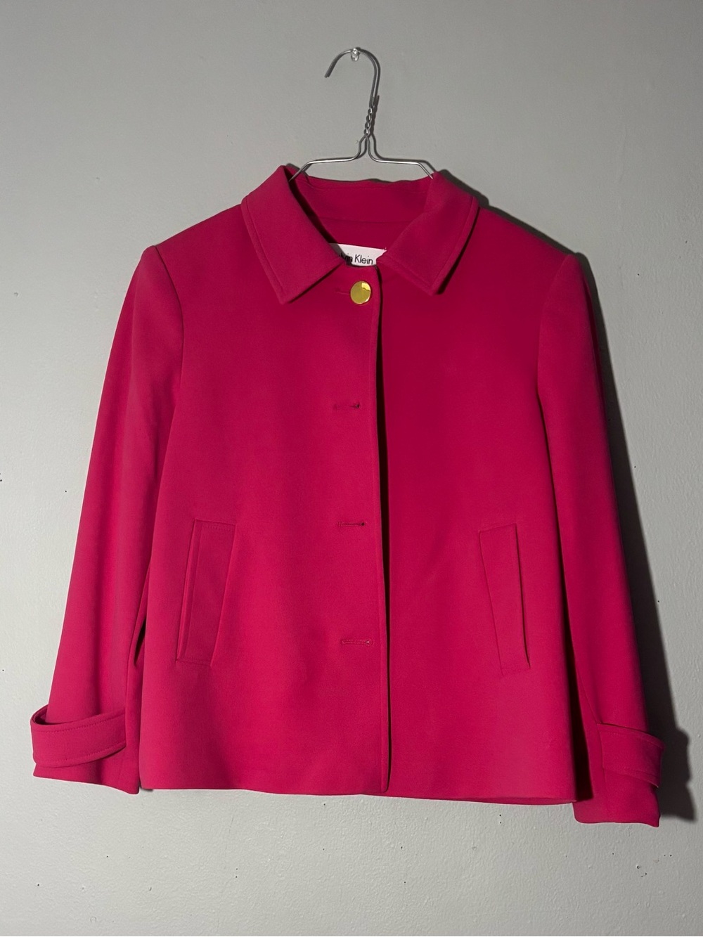 Calvin Klein Women’s Bright Fuchsia Cropped Pea Coat